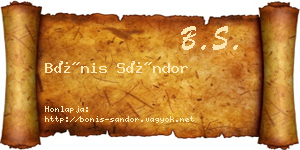 Bónis Sándor névjegykártya