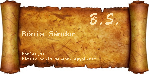 Bónis Sándor névjegykártya