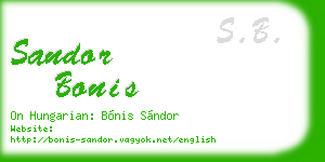 sandor bonis business card